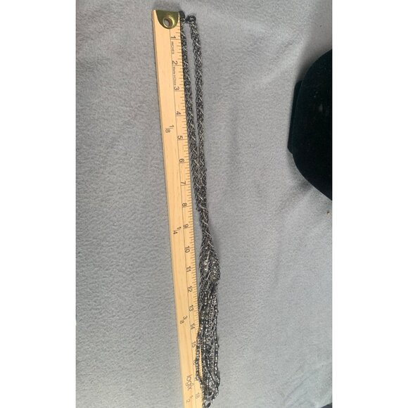 Layered Silver-Tone Multi-Strand Chain Necklace 38" Lobster Clasp Closure - Picture 6 of 7